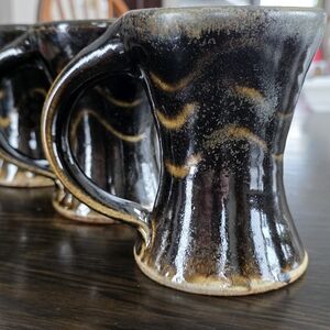 Handcrafted Black and Brown Ceramic Mugs